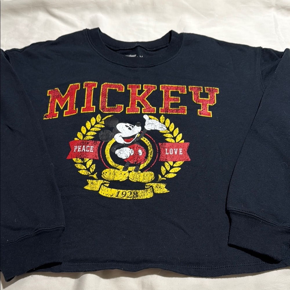 Mickey Mouse Black X-Small Cropped Sweatshirt